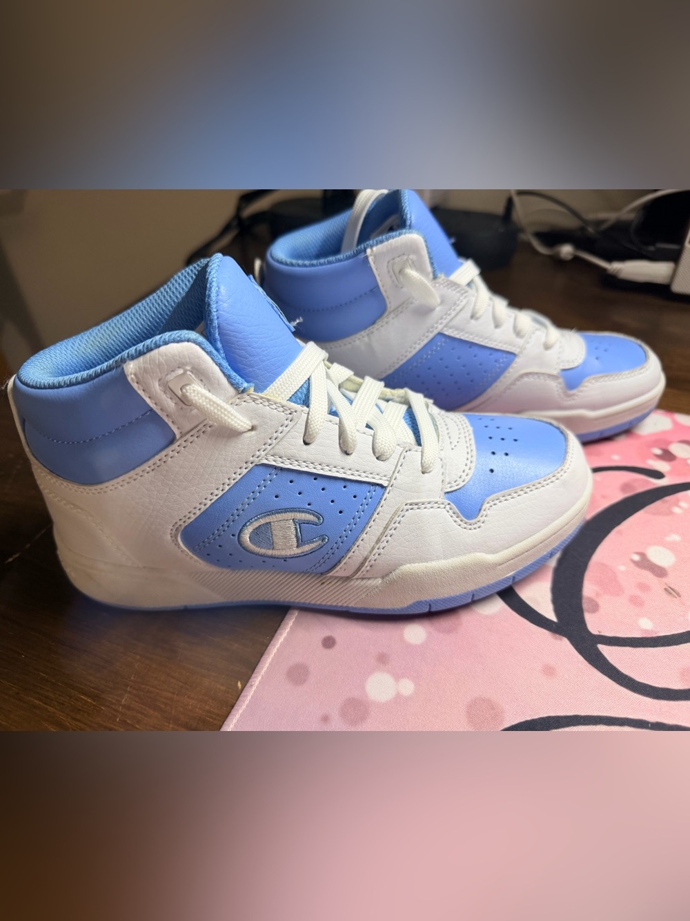 Champion 30N3 Court Hi V2 Blue White High Top Sneakers Shoes Size 3